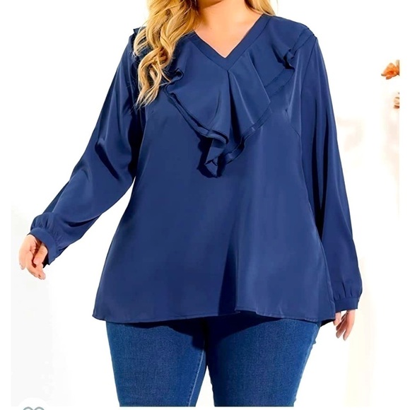 agnes Orinda Long Sleeve Ruffle Front 4X NWT - Picture 4 of 9